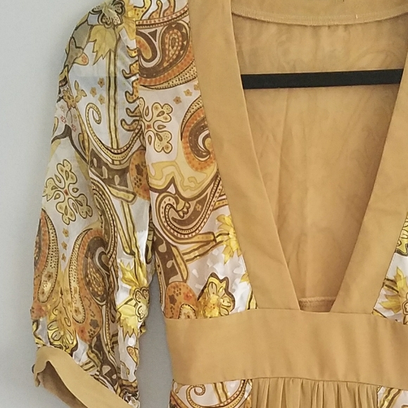 70s inspired Paisley Mustard Dress - Picture 4 of 4